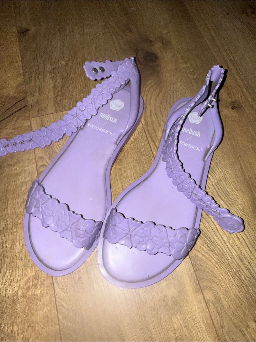 Viktor & Rolf Lavender Floral Ankle-Strap Sandals